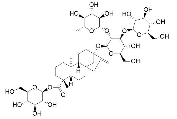 13-[(2-O-6-deoxy-β-D-glucopyranosyl-3-O-β-D-glucopyranosyl-β-D-glucopyranosyl)oxy]ent-kaur-16-en-19-oic acid β-D-glucopyranosyl ester